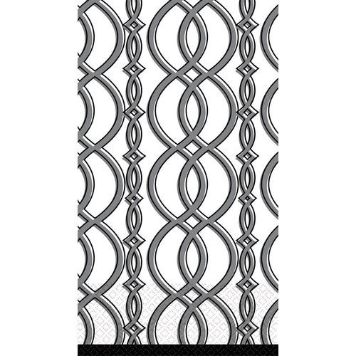 Amscan Elegant Chain Disposable 2 Ply Eco Paper Guest Towels Tableware (16 Piece), 8" x 4.5", Grey