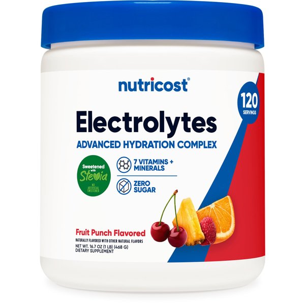 Nutricost Electrolyte Complex Powder (120 Servings, Fruit Punch) - Hydration Supplement Drink Mix with Vitamins and Minerals
