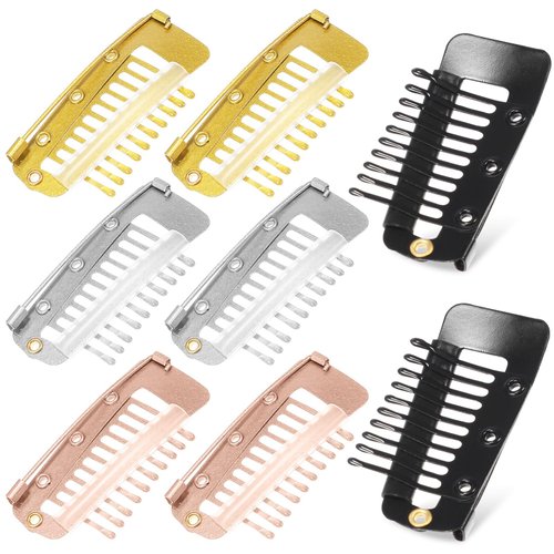 EXCEART 8pcs Wig Clips, U Shape Metailic Snap Clips, Hair Extension Clips, DIY Snap-Comb for Hair Extension Hairpiece, 3.6CM, Mixed Colors