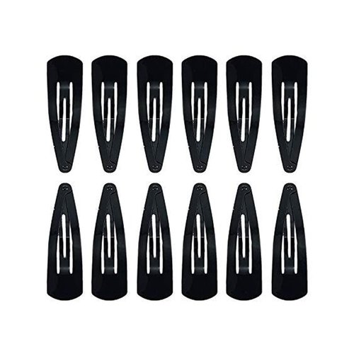 Generic Hair Clips For Kids And Women, 12 Pieces, 2.3 Inches, Fancy Hair Tic Tacs (Black)