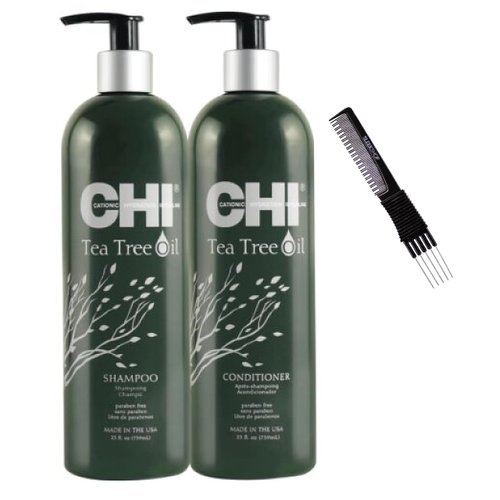 Sleekshop Tea Tree Shampoo & Conditioner Duo Set, XXL Size, Sulfate & Paraben Free, MADE IN USA (with Premium Carbon Teasing Comb)