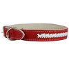Nubuck Leather Braided Dog Collar, Red 23"x1" Wide. Fits 17"-21" Neck Size, Padded