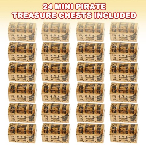 ArtCreativity Mini Pirate Treasure Chests, Set of 24, 1.5 Inch Plastic Chests with a Gold Finish, Cool Pirate Birthday Party Favors Supplies for Kids, Unique Decorations and Goodie Bag Stuffers