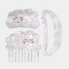 INH Hair Claw Clips & Wide Tooth Comb Set | 1 Cloud Hair Clip, 1 Jumbo Curved Claw Clip, 1 Wide Toothed Comb | Non Slip, Aesthetic & Cute Iridescent Hair Clips & Comb | 3 pc Acetate Hair Accessories