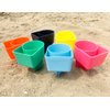 Home Queen Beach Cup Holder with Pocket, Multifunctional Sand Cup Holder for Beverage Phone Sunglass Key, Beach Accessory Drink Sand Coaster, Set of 6 (Navy, Teal, Yellow, Orange, Blue and Pink)