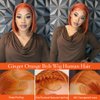 250% Density Ginger Bob Wig Human Hair 14 Inch Straight 13x4 Ginger Orange Lace Front Wigs Human Hair Pre Plucked with Baby Hair Straight Glueless Wigs Human Hair Bob Wigs for Black Women #350