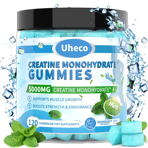 Uheco Mint Flavor Creatine Monohydrate Gummies 5000mg for Men & Women,Contains L-Taurine + Vitamin B12, Betaine, L-Citrulline for Muscle Strength, Improve Exercise Endurance -116 Count