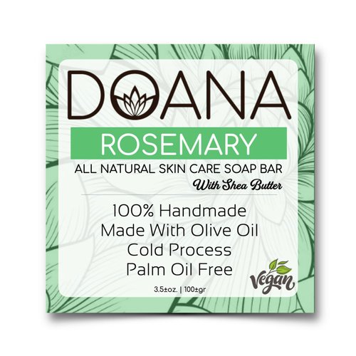 Rosemary Soap Bar - Now With SHEA BUTTER - Vegan, Olive Oil, and Coconut Oil, Palm Oil Free, Powerful Cleanser, Anti-Bacterial and Anti-Fungal Properties