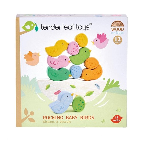 Tender Leaf Toys - Rocking Baby Birds - 12 Piece Balance Toy - STEM Toy - Early Learning to Develop Strategic Thinking and Fine Motor Skills - Wooden Toy Stacker & Balance Educational Game - Age 18m+
