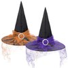 Century Star Kids Witch Hat Girls Lace Halloween Hat for kids Youth Teens Halloween Decorations Party Cosplay 2Pcs Orange & Purple S
