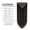 Lacer Human Hair Clip in Extensions Balayage Natural Black to Chestnut Brown Highlight Clip in Extensions Real Human Hair for Women 16 Inch 120g 7Pcs Natural Human Hair