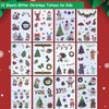 CHARLENT Glitter Christmas Tattoos for Kids - 12 Sheets Christmas Tattoos for Kids Christmas Xmas Party Favors, Stocking Stuffer, Christmas Eve Gift