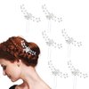 6 Pieces Pearl Hair Comb Hair Pins Pearl Rhinestones Headpiece Hair Barrettes for Women Girls Flower Crystal Headpiece Hair Accessories for Party Wedding Daily Silver