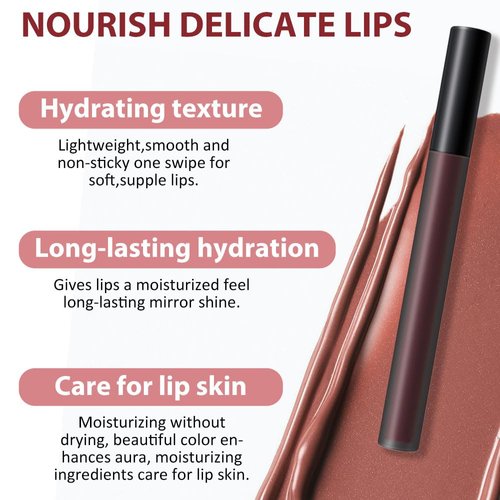 BINGBRUSH 2 Pcs Moisturizing and Silky Velvet Lipgloss Set, Matte Longwear Waterproof Smooth Lipstick for Makeup Collection - Nourishing Lipstick Lipgloss Lip Stain (set02)