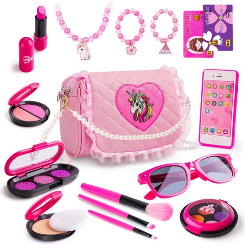 Meland Toys for Girls - Toddler Girls Gift Idea for Birthday Christmas, Pretend Makeup Kit for Girls with My First Purse Toy, Makeup for Kids Age 3-6 Year Old for Pretend Play