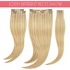 Loxxy Blonde Clip In Hair Extensions 18Inch Remy Human Hair Piano Light Golden Brown Mixed With Platinum Blonde Color Seamless Hair Extensions Clip in Super Soft Thin PU Weft 7PCS 110Gram P#12/60A