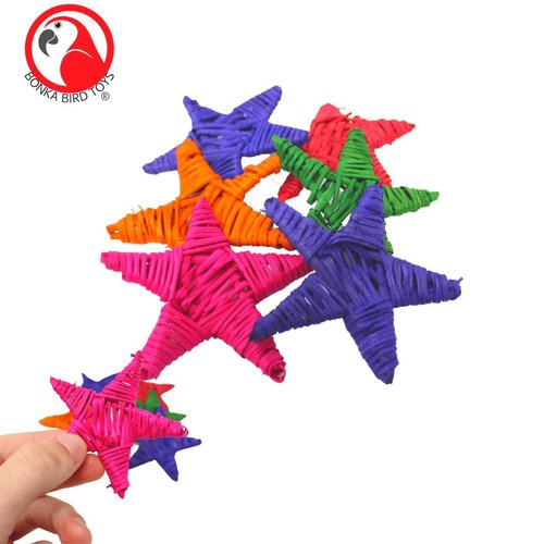 Bonka Bird Toys 3324 Pk6 Medium Color Vine Star Foot Talon Craft Part Parrot Cage Toy, Conure, Ringneck, African Grey, and Similar Breed Sizes