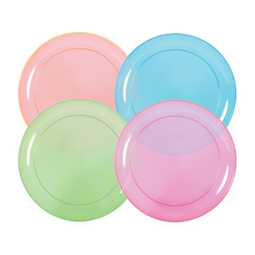 Assorted Neon Colors Plastic Plates - 6" (Pack of 8) - Premium Quality Party Supplies, Perfect for All Occasions