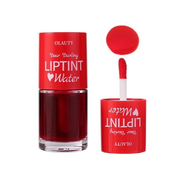 Water Tint Cherry Lip Tint Stain, Vivid Color Lip Stain Long Lasting Waterproof, Korean Lip Gloss Moisturizing Natural, Multi-use Lip and Cheek Tint, Lightweight & Non-sticky Finish Lip Tint (2#)