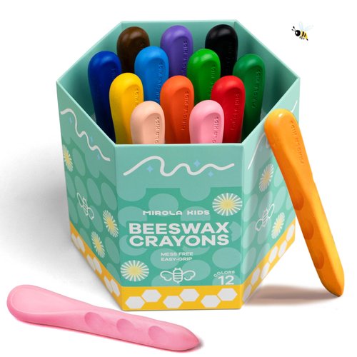 Triangle Jumbo Beeswax Crayons for Toddlers,12 Colors Unbreakable Crayons for Baby Toddlers 1-3, Non Toxic Washable Crayons for Kids Ages 4-8,Triangle Shape for Pencil Grip Development