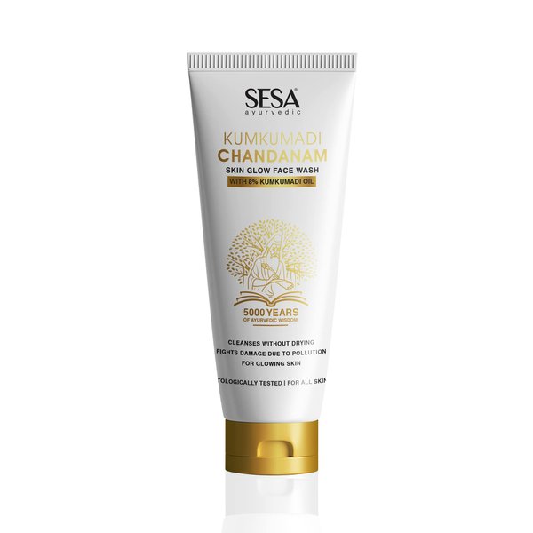 SESA 8% Kumkumadi Chandanam Face Wash Glowing Skin Cleanses without Drying For Men & Women All Skin Types Dermatologically Tested, 100 ml or 3.4 oz