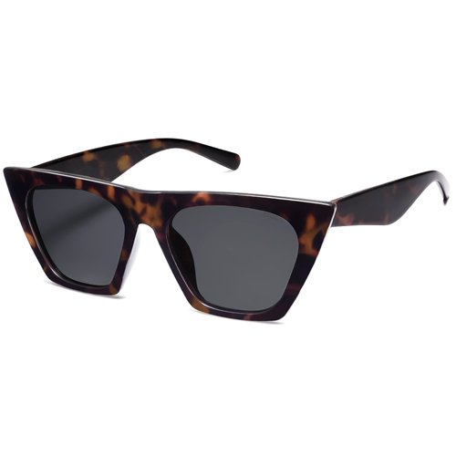 SOJOS Trendy Oversized Square Cateye Polarized Sunglasses Womens Big Frame Shades SJ2115, Dark Tortoise/Grey