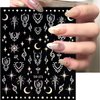 12 Sheets Star Nail Stickers for Nail Art Gold Moon Star Nail Art Stickers Decals 3D Self Adhesive Aurora Nail Decals Silver Star Nail Art Design Decoration Accessories for Women