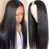 Sooolavely 18 Inch U Part Human Hair Wigs for Black Women Straight Beginner Friendly Unprocessed Brazilian Virgin Human Hair Wig Glueless Hair 180% Density Natural Color