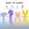 Hooku 4 Pack Silicone Teething Toys for Babies 0-6 Months, Teethers for Babies 6-12 Months, Hammer Spanner Wrench Pliers Tools Shape Sensory Chew Toys