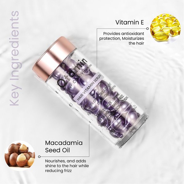 Qtamin All-in-One Power-Packed Hair Serum Capsule- Repair! Keratin Treatment, Scalp Oil, Anti-Frizz, Heat Protectant, Growth Booster - For Curly, Dry, Damaged & Frizzy Hair Wonders(1 Bottle, 30 Count)