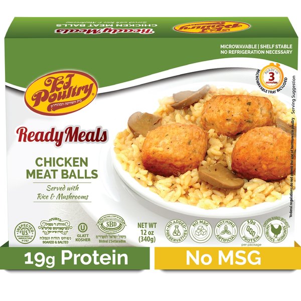 Kosher Chicken Meat Balls & Mushrooms, MRE Meat Meals Ready to Eat (1 Pack) Prepared Entree Fully Cooked, Shelf Stable Microwave Dinner - Travel, Military, Camping, Emergency Survival Protein Food