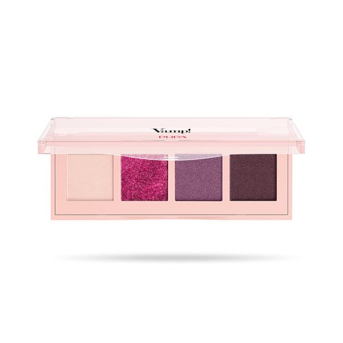 Pupa Milano Vamp! 4 Eyeshadow Palette, 004 Vibrant Plum, 0.183 oz - Eye Makeup - Matt, Satin, Metallic Finishes - Lightweight - Blends Easily - Talc-Free