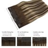 DOORES Human Hair Extensions Wire Hair Balayage Chocolate Brown to Honey Blonde 75g Hair Extensions Straight Wire Extensions Hairpiece with Transparent Fish Line 14 Inch