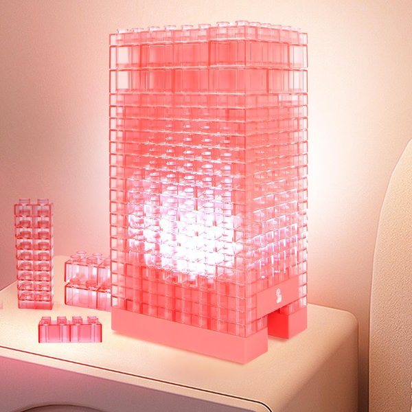 SOPHIYAYA Building Blocks Desk Lamp,Touch Desk Light 3 Brightness, Creative Play Set Blocks Classic Toy, Bedside Lamp for Kids Teens Bedroom (Red)