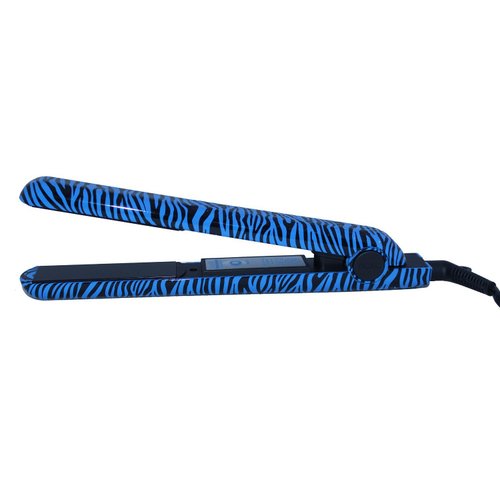 RoyalCraft TM Hair Straightener Iron Blue & Black Zebra Print Ceramic Professional Immediate Heat Up.