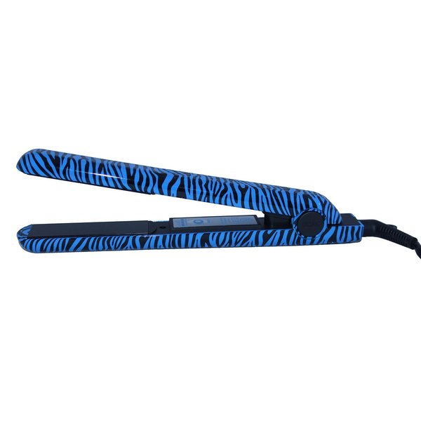 RoyalCraft TM Hair Straightener Iron Blue & Black Zebra Print Ceramic Professional Immediate Heat Up.