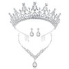 COCIDE Silver Jewelry Set for Women Crystal Tiara and Necklace Kit for Girls Rhinestone Crown Earrings Neck Accessories for Bride Wedding Birthday Party Bridal Prom Bridesmaid Dress up