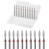 ERUIKA 10pcs Diamond Flame Cuticle Drill Bits Set, Professional Cuticle Nail Drill Bits for Dead Skin 3/32'' Nails Dry Manicure Pedicure Shape Remove Nail Salon Tools(Fine-F)