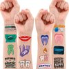 96PCS Cute Future Dental Dentist Temporary Tattoos Birthday Themed Party Supplies Decorations Favors First Milk Tooth Teeth Stickers Tattoo Gifts for Baby Kids Girls Boys Decor School Reward Christmas