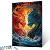 Blue and Red Dragon Paint by Number for Adults Animal/Wildlife Oil Paintings Seascape Paintwork DIY Kids Beginner Brushes Acrylic Pigment for Home Bedroom Decoration Gift 16''x20''Inch（Without Frame)