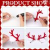 GORGECRAFT 18 Pairs Red Christmas Deer Decor Mini Antlers Embellishments Flocking Deer Antlers Hair Clips Accessories Reindeer Elk Branch Animals Horn Snowman Hand for Headband Snowman Party Ornaments