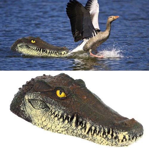 Pond Floating Fake Alligator Head Crocodile Fake Head for Decorations Outdoor Pools Float Fake Gator Head Deterrent Ducks for Koi Pond Decoration and Protection, 12.6x5.51x3.34 Inch