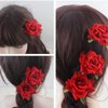 Rose Flower Hair Clips, 4PCS Small Red Rose Hair Clip, Bridal Hair Pins Flower for Women Wedding Halloween Party(Red)
