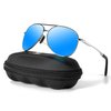 mxnx Aviator Sunglasses for Men Polarized Women UV Protection Lightweight Driving Fishing Sports Mens Sunglasses MX208-(Silver Frame/Blue Lens)