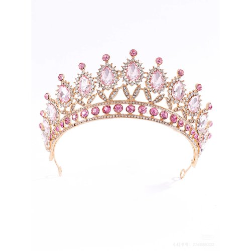 YADIRF Queen Crown Princess Tiara Pink Rhinestone Headband Prom Headpieces Bridal For Birthday Quinceanera Pageant Prom