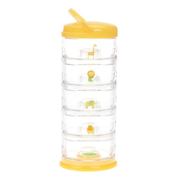 Innobaby Packin' Smart Stackable and Portable Storage System for Formula, Baby Snacks and More. 5 Stackable Cups in Mango Sorbet. BPA Free.