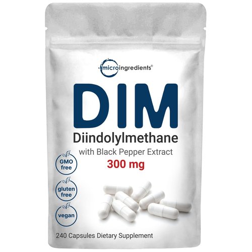 DIM Active Supplement, DIM 300mg, 240 Veggie Capsules (8-Month Supply), 2 in 1 Formula, Estrogen Metabolism, Premium DIM-Plus Broccoli Extract Supplement With Black Pepper for Better Absorption