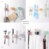 4 Pcs Silicone Waterproof Toothbrush Holders,Multi-Function Self Adhesive Hooks for Hanging Key Clothes Towel Cable for Kitchen Bathroom Home Office Gray