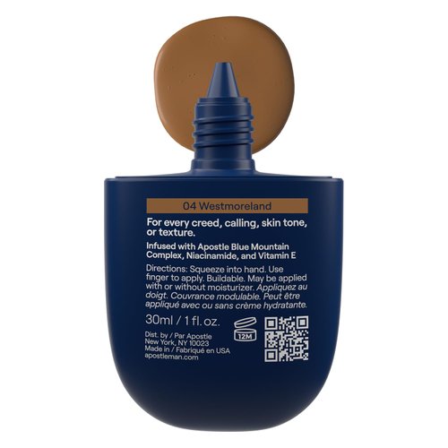 APOSTLE Reclaim Tinted Moisturizer for Men (4 Westmoreland) - Niacinamide, Vitamin E, Squalane, Hyaluronic Acid, Tinted Face Moisturizer For Men. Hydrates, Evens Skin Tone, 1 Fl. Oz.