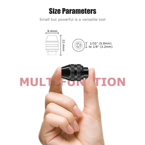 Drill Chuck Collet Set for Dremel, 1/32" to 1/8" Replacement 4486 Drill Keyless Bit Chuck Shank Rotary Tool Quick Change Adapter with Replacement 4485 Brass Quick Change Rotary Drill Nut Tool Set